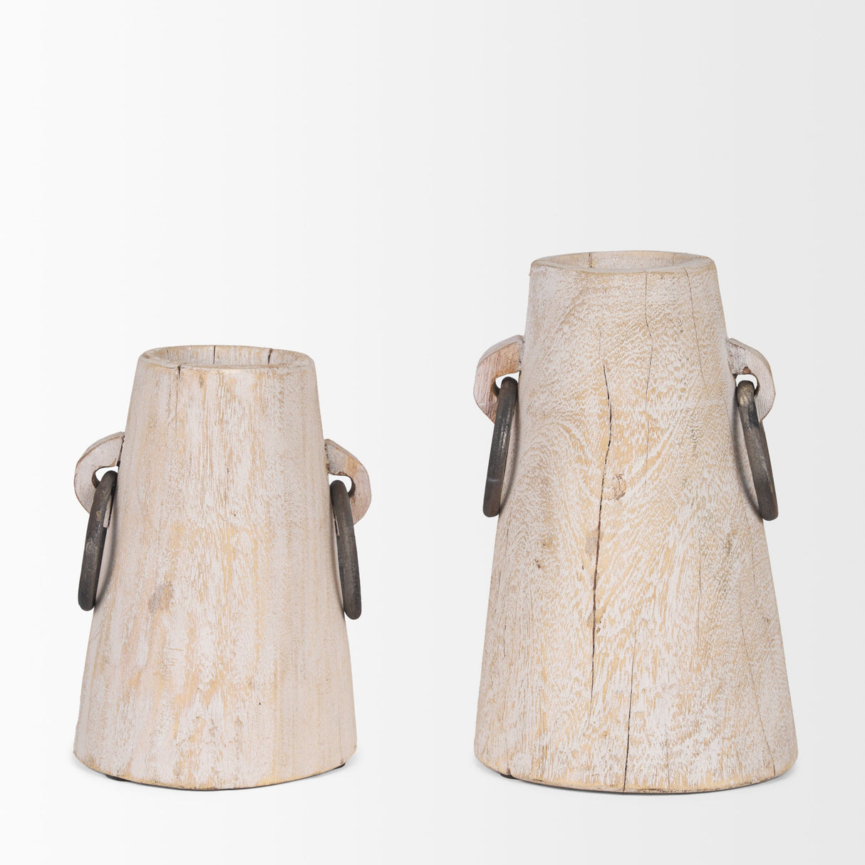 Monique Large Light Brown w/ Handles Wood Pot by Mercana at Eve Furniture