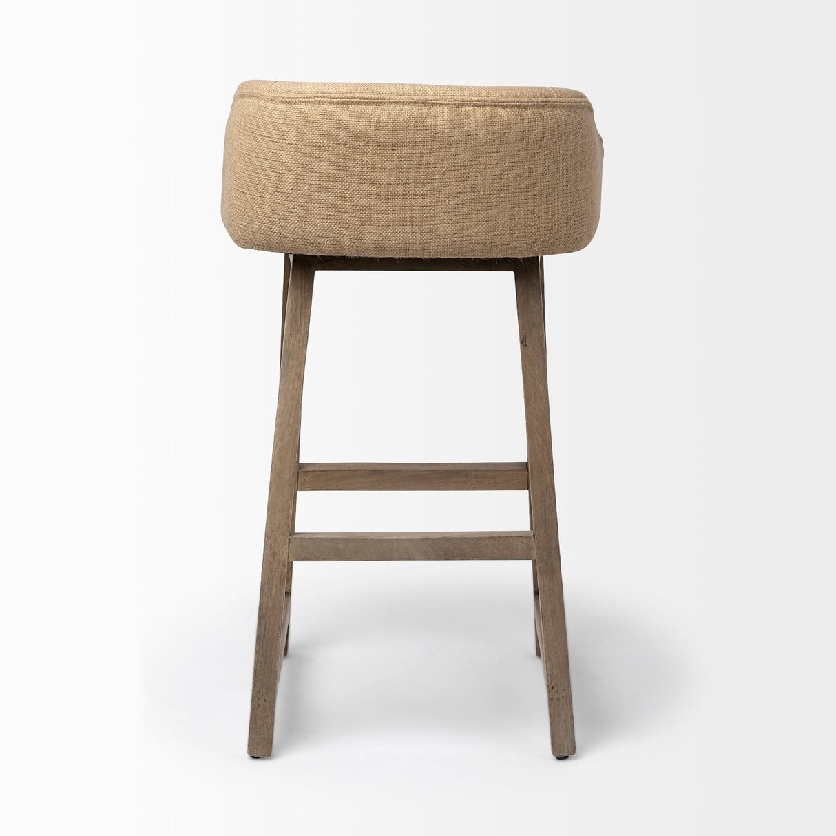 Monmouth 30.5" Seat Height Cream/Beige Fabric Seat Brown Wood Frame Bar Stool by Mercana at Eve Furniture