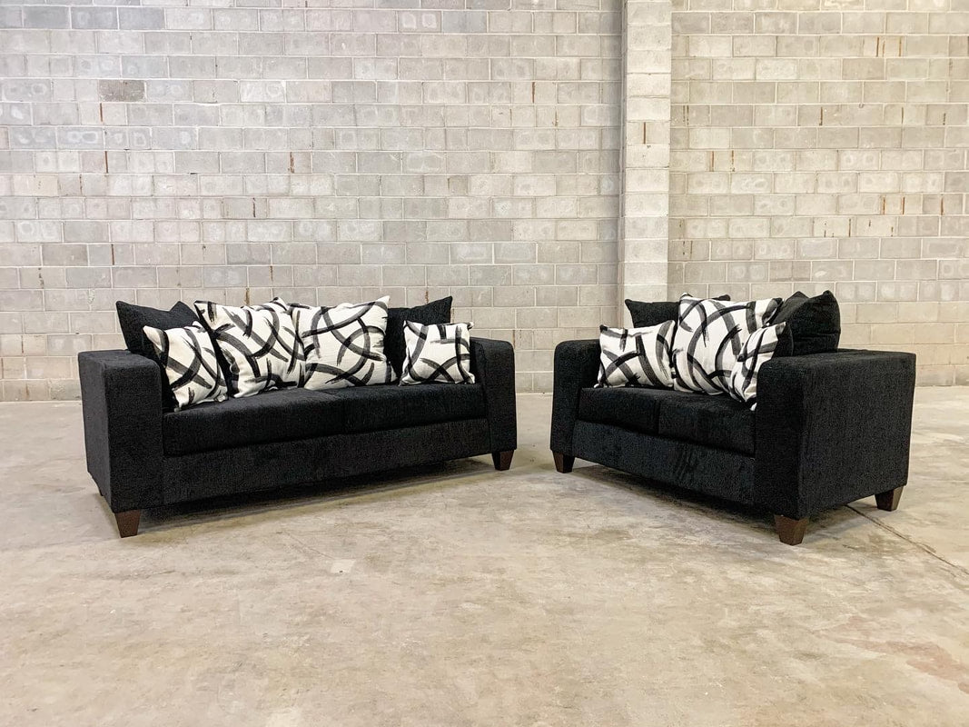 Monroe Black Sofa & Loveseat by Happy Homes at Eve Furniture