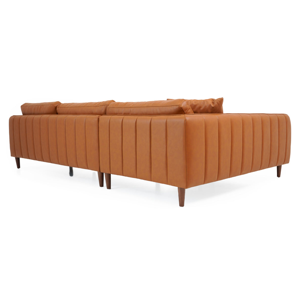 Monroe Cognac Vegan Leather Left-Facing Sectional Sofa