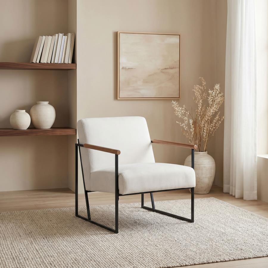 Monsen Ivory Fabric Upholstered Metal Frame Accent Chair by Coaster at Eve Furniture