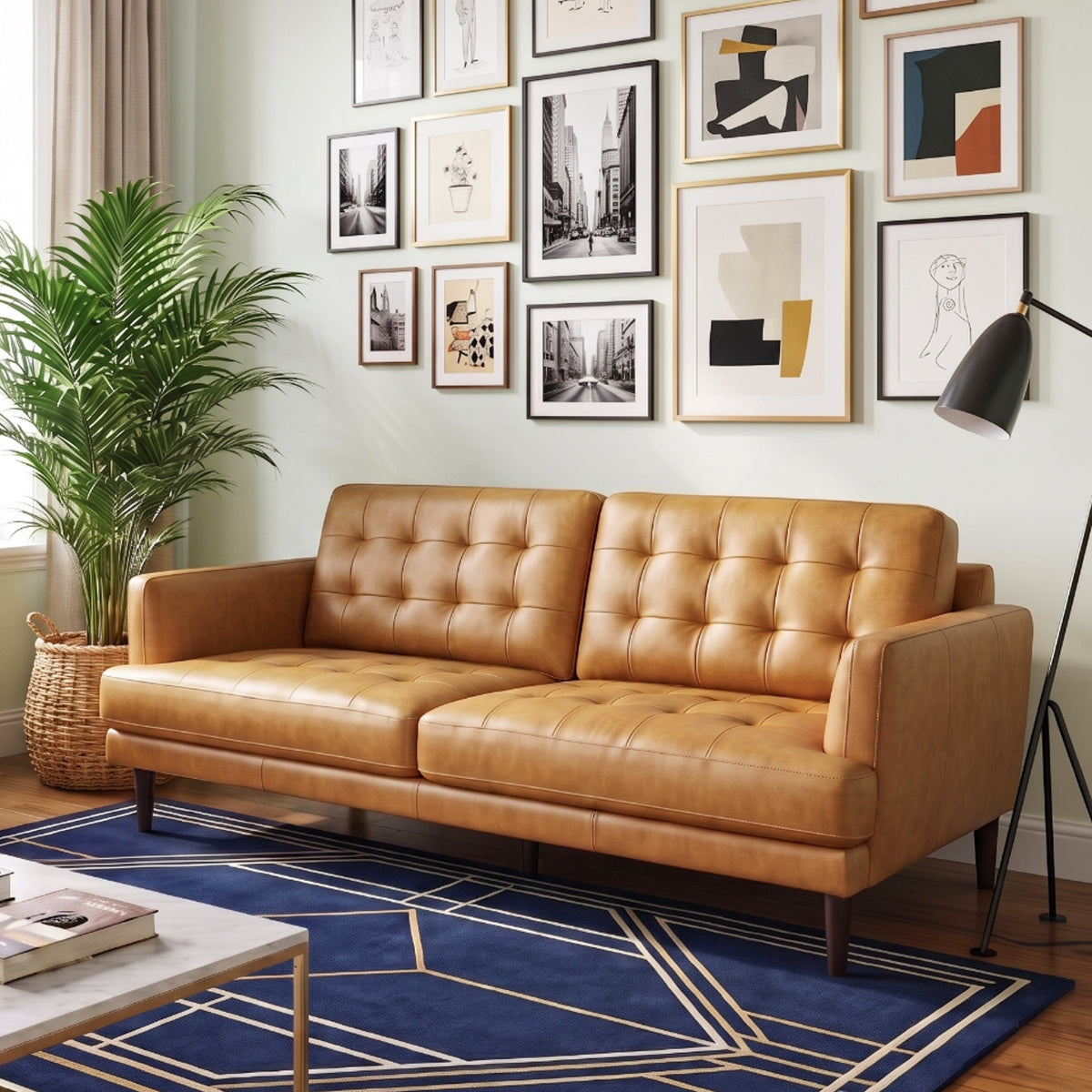 Montana Tan Leather Sofa