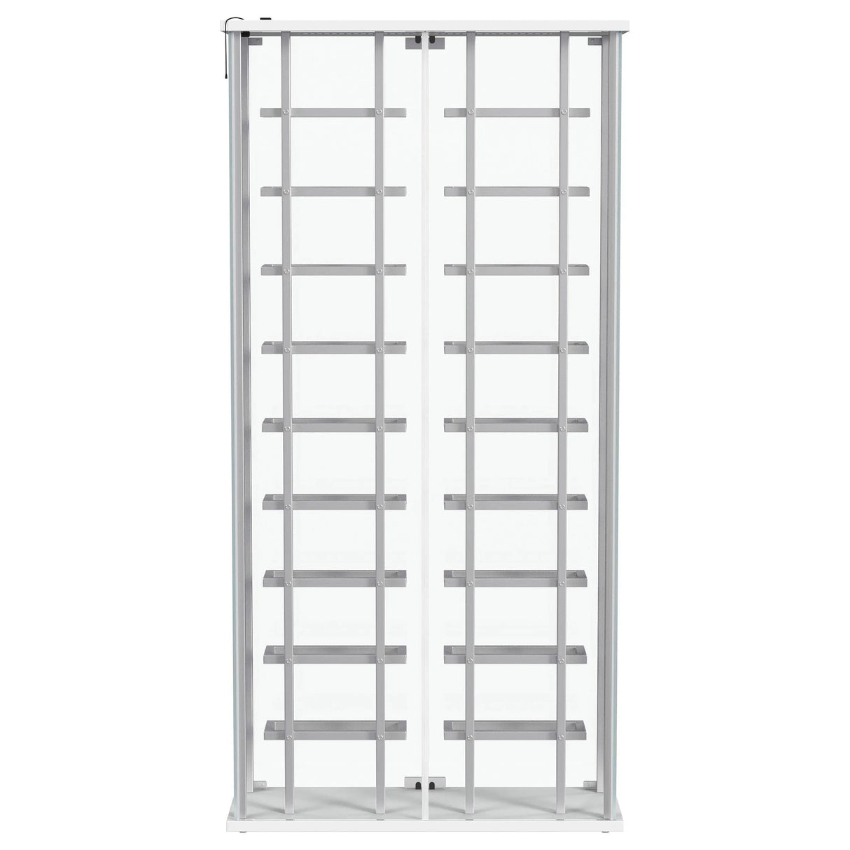 Montara Chrome Tempered Glass Wine Storage Display Curio Cabinet with LED Lighting by Coaster at Eve Furniture