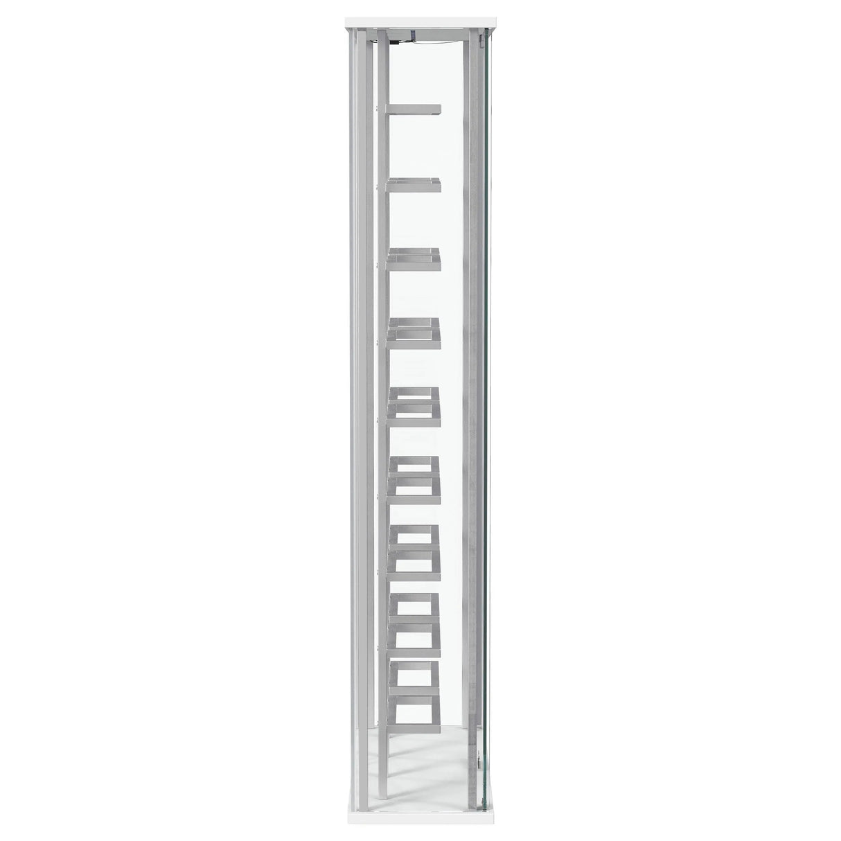 Montara Chrome Tempered Glass Wine Storage Display Curio Cabinet with LED Lighting by Coaster at Eve Furniture