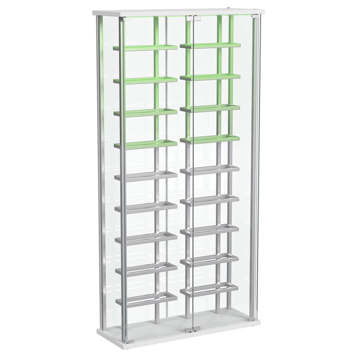 Montara Chrome Tempered Glass Wine Storage Display Curio Cabinet with LED Lighting by Coaster at Eve Furniture