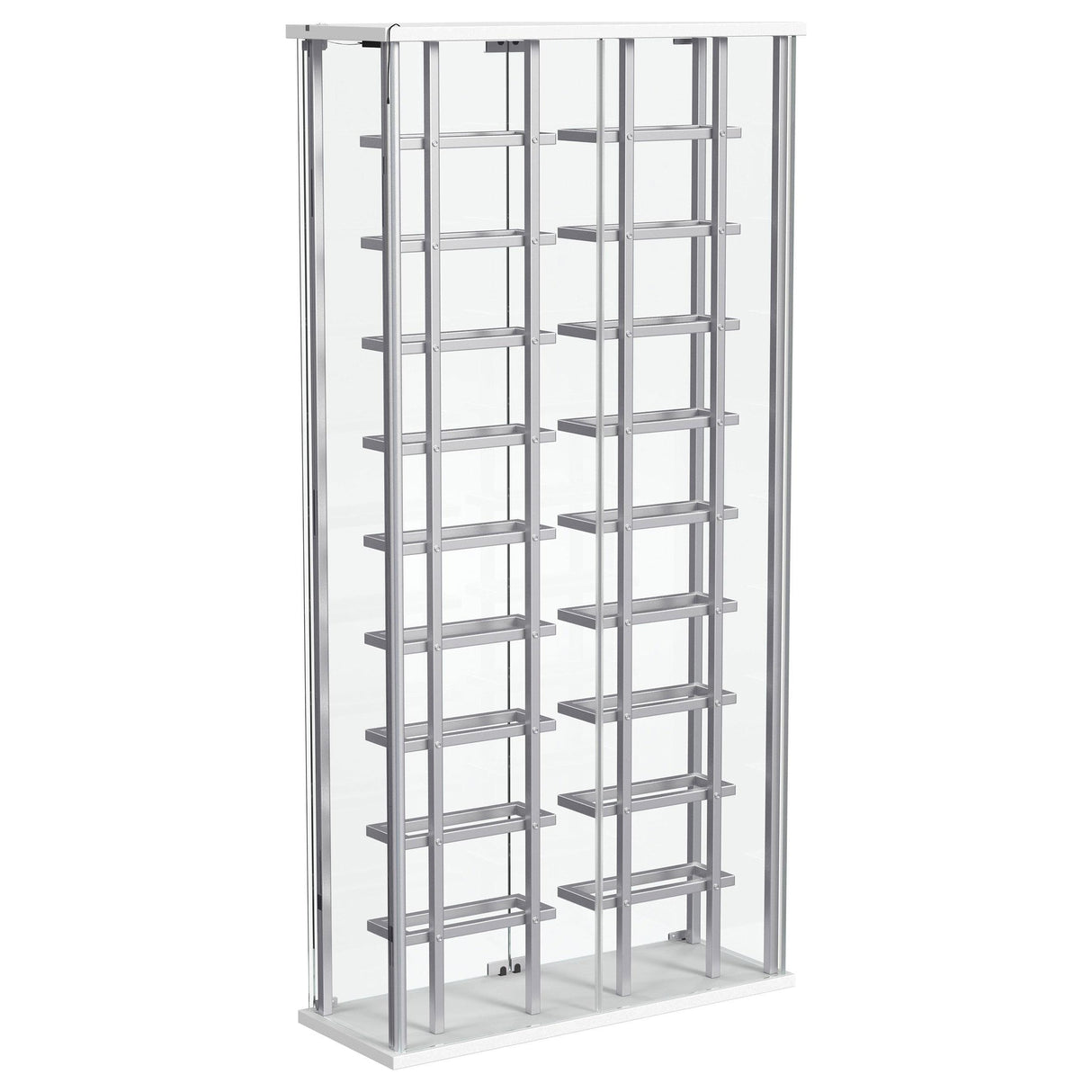 Montara Chrome Tempered Glass Wine Storage Display Curio Cabinet with LED Lighting by Coaster at Eve Furniture