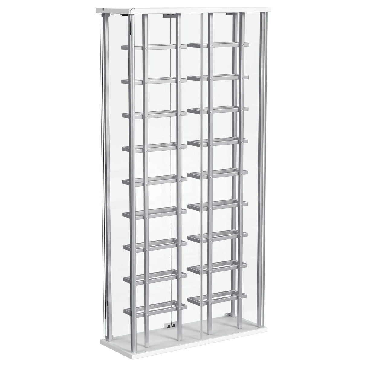 Montara Chrome Tempered Glass Wine Storage Display Curio Cabinet with LED Lighting by Coaster at Eve Furniture