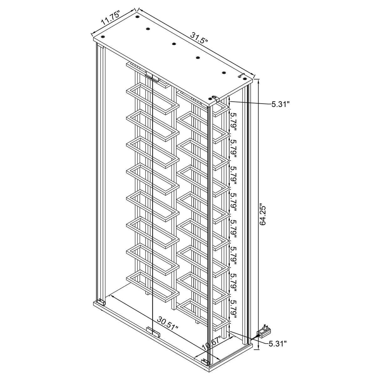Montara Chrome Tempered Glass Wine Storage Display Curio Cabinet with LED Lighting by Coaster at Eve Furniture