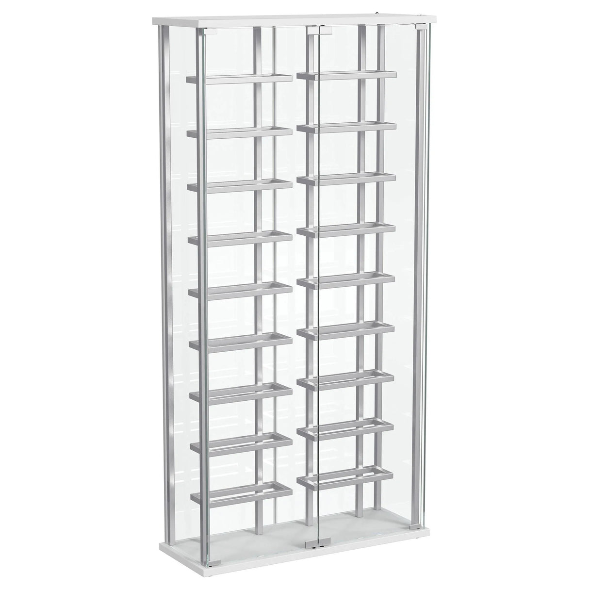 Montara Chrome Tempered Glass Wine Storage Display Curio Cabinet with LED Lighting by Coaster at Eve Furniture