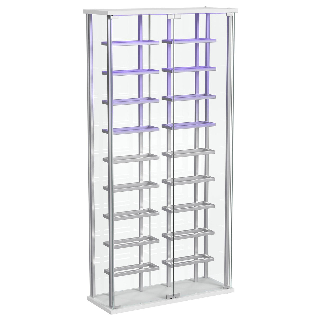 Montara Chrome Tempered Glass Wine Storage Display Curio Cabinet with LED Lighting by Coaster at Eve Furniture