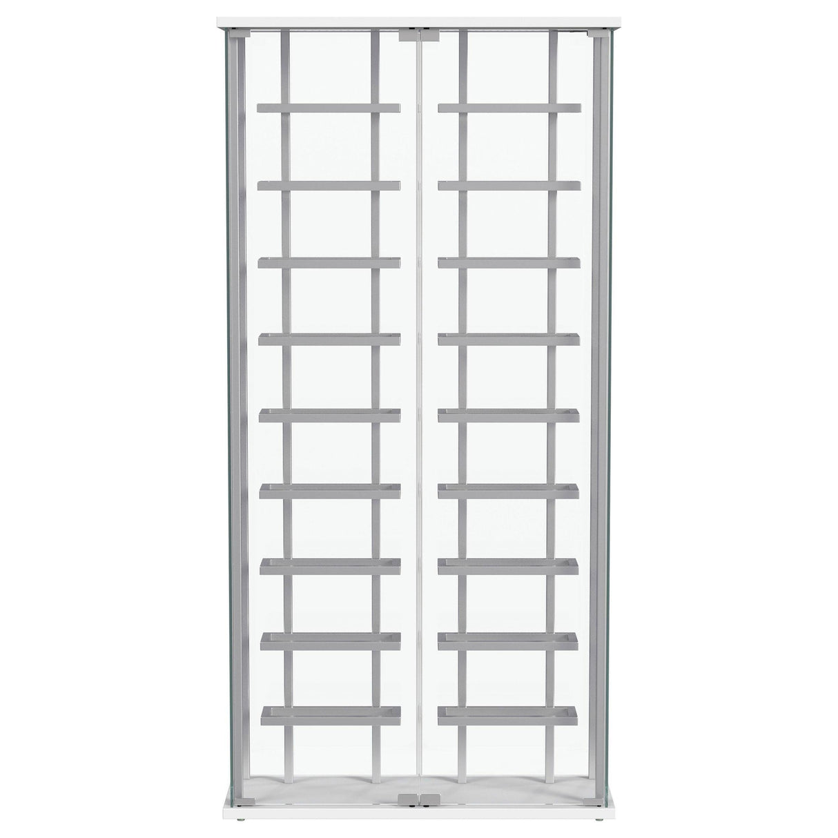 Montara Chrome Tempered Glass Wine Storage Display Curio Cabinet with LED Lighting by Coaster at Eve Furniture