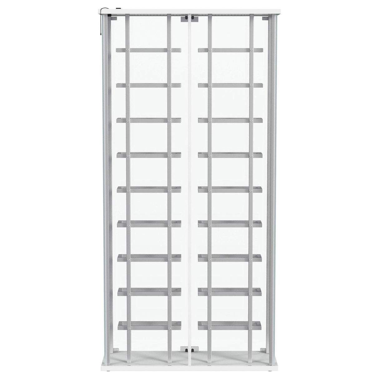 Montara Chrome Tempered Glass Wine Storage Display Curio Cabinet with LED Lighting by Coaster at Eve Furniture