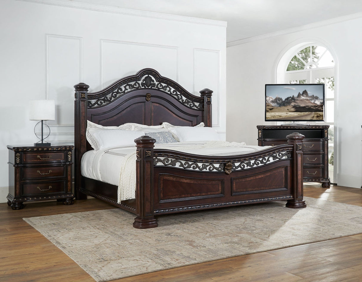 Monte Carlo Cherry Poster Bedroom Set by Steve Silver at Eve Furniture