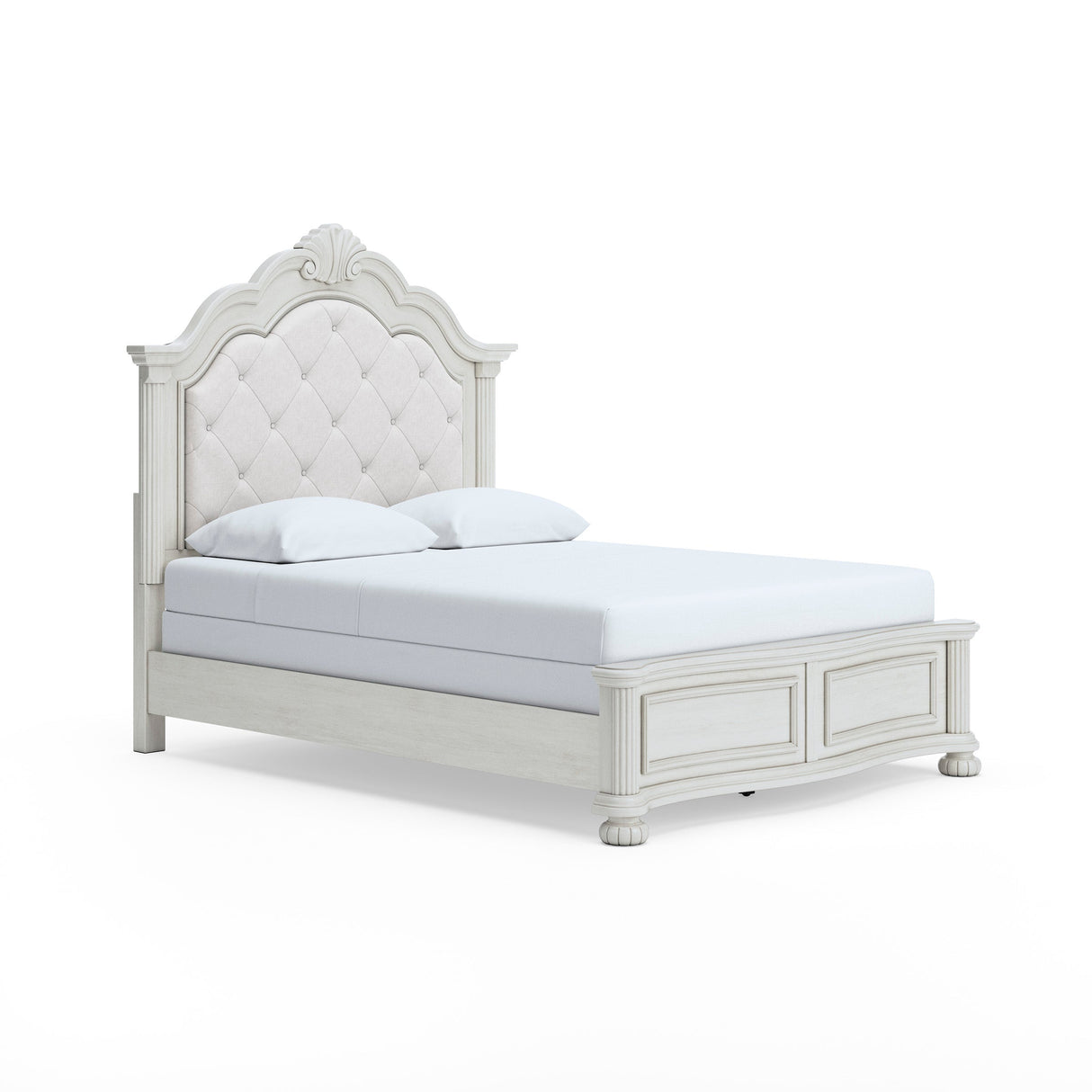 Montelaine Antique White Queen Upholstered Panel Bed by Ashley at Eve Furniture