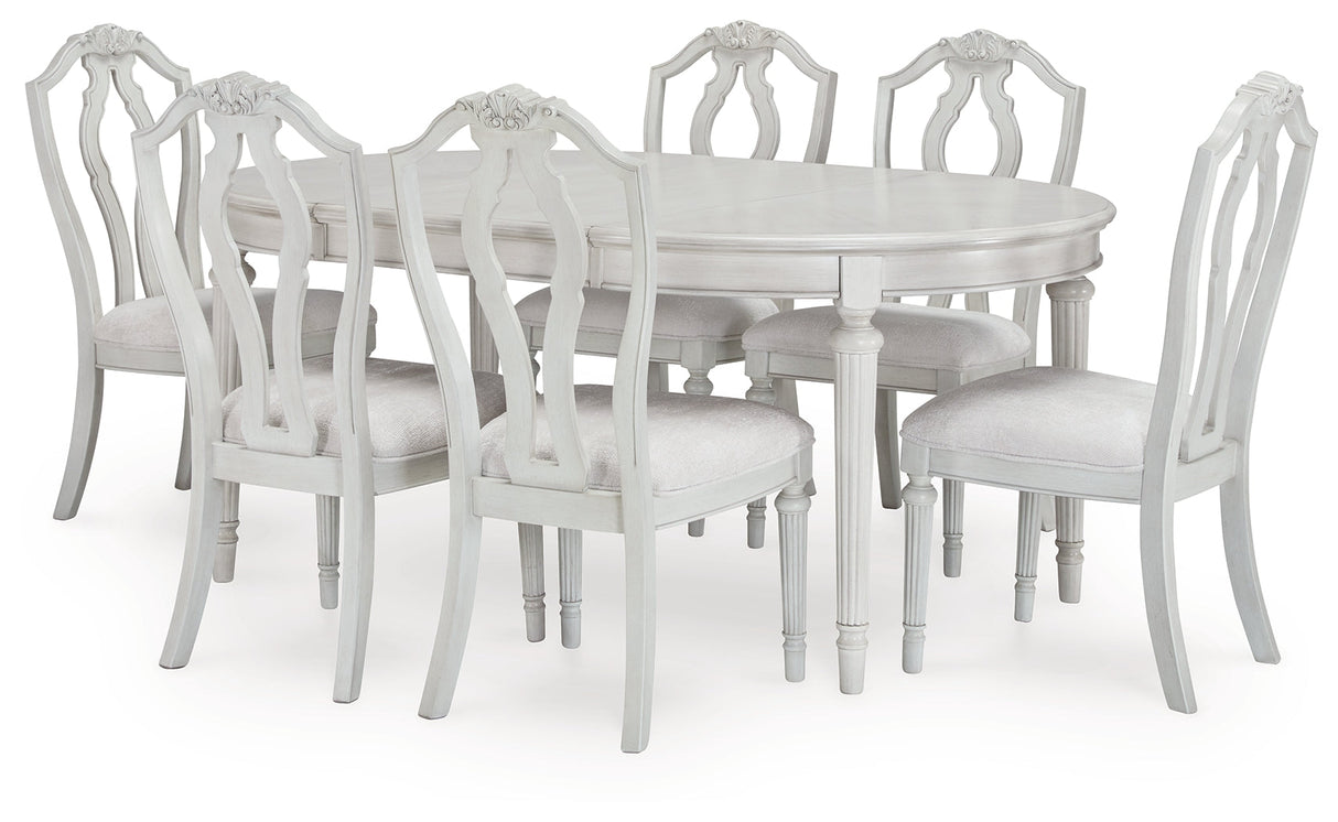 Montelaine Antiqued White Extendable Dining Room Set by Ashley at Eve Furniture