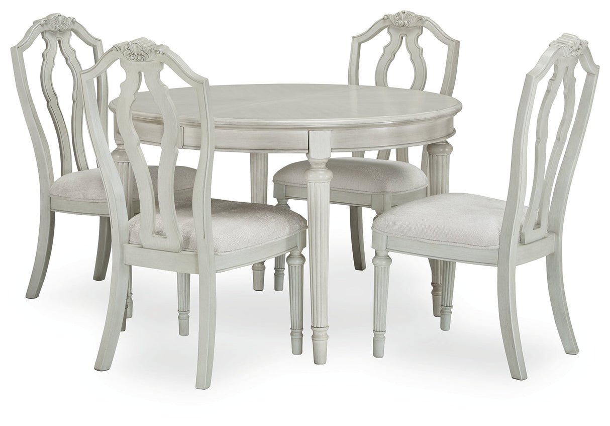 Montelaine Antique White Dining Table and 4 Chairs by Ashley at Eve Furniture