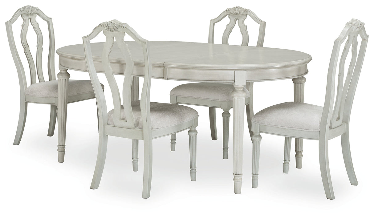 Montelaine Antique White Dining Table and 4 Chairs by Ashley at Eve Furniture