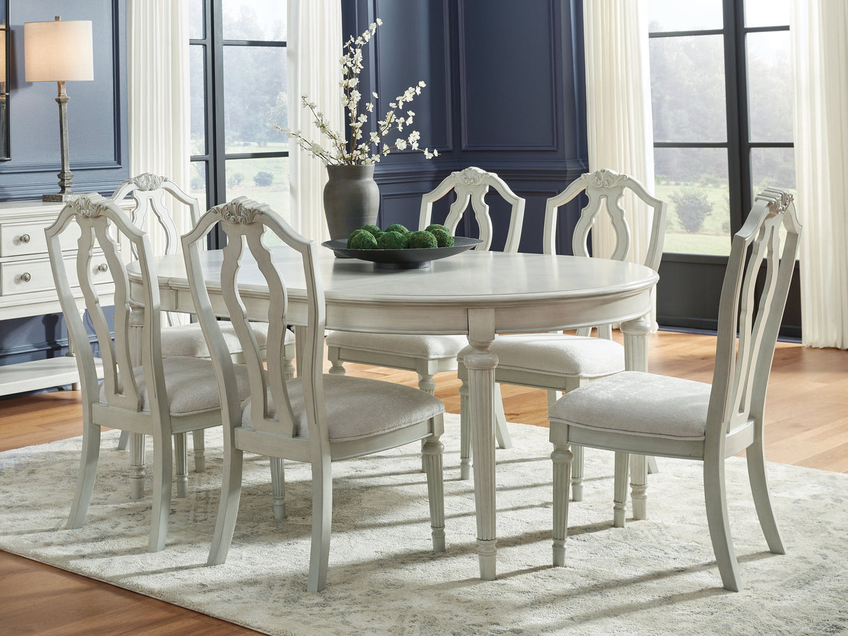 Montelaine Antique White Dining Table and 6 Chairs by Ashley at Eve Furniture
