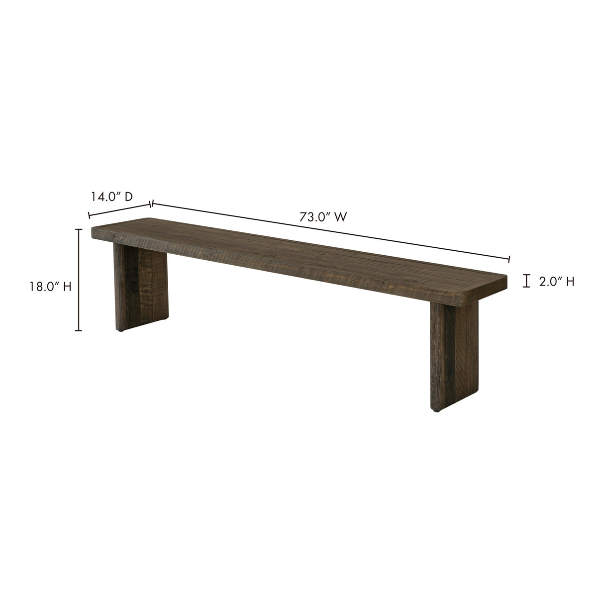 Monterey Aged Brown Bench by Moe's Home at Eve Furniture