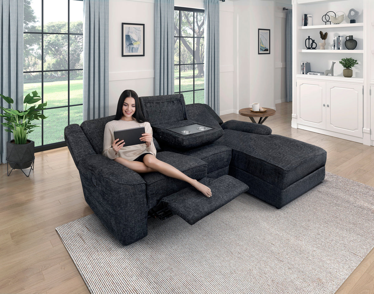Monterey Ebony 2-Piece Reclining Sectional with Right Chaise by Homelegance at Eve Furniture