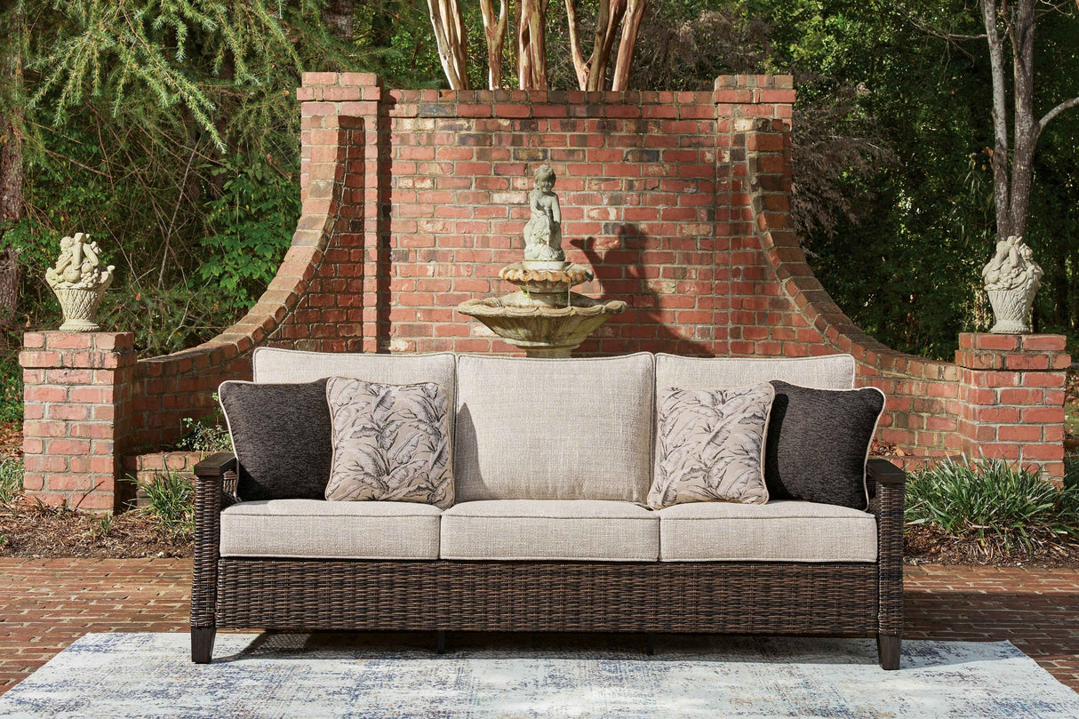 Monterey Point Dark Brown Outdoor Sofa and Loveseat by Ashley at Eve Furniture