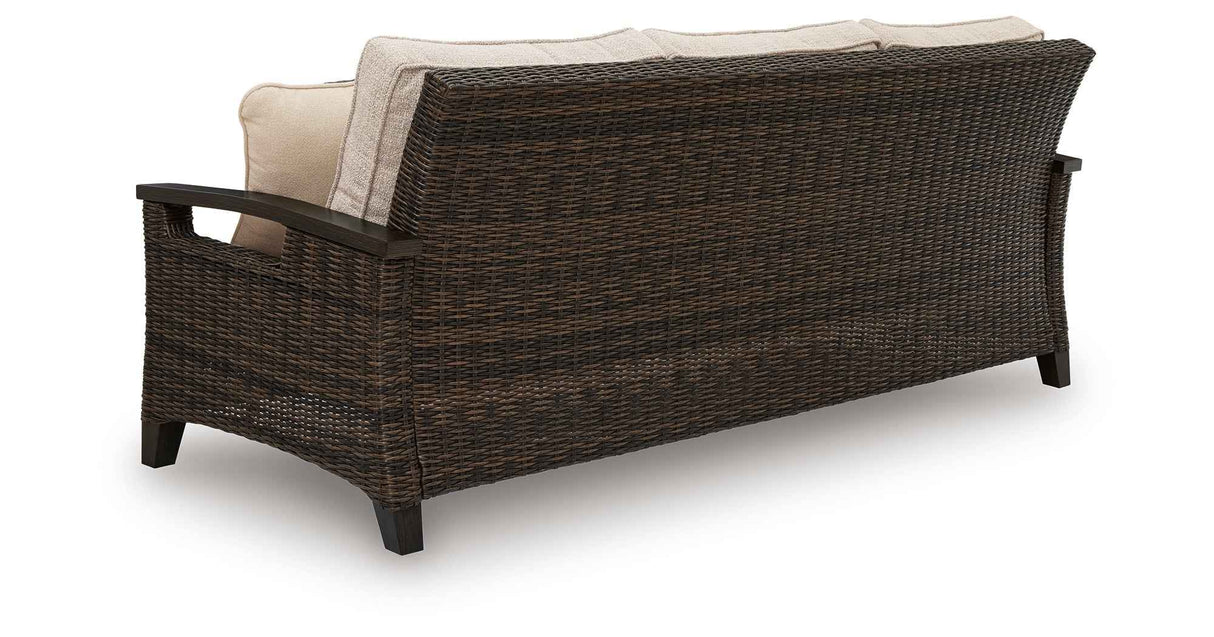 Monterey Point Dark Brown Outdoor Sofa with Cushion by Ashley at Eve Furniture
