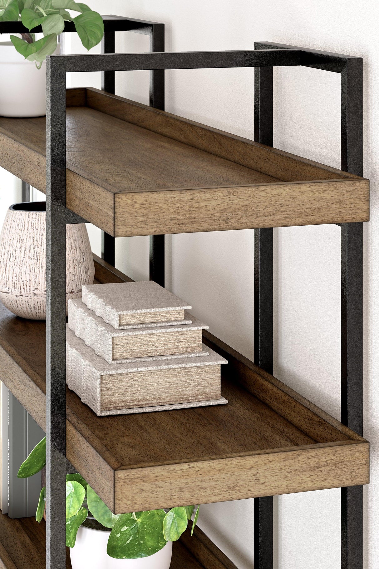 Montia Light Brown 76" Bookcase by Ashley at Eve Furniture