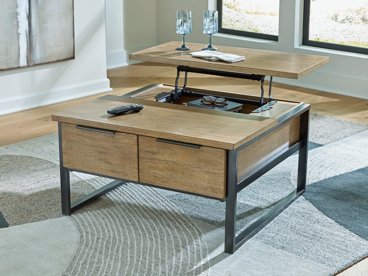Montia Light Brown Lift-Top Coffee Table by Ashley at Eve Furniture