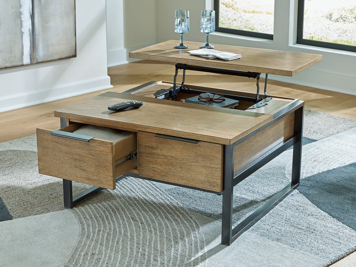 Montia Light Brown Lift-Top Coffee Table by Ashley at Eve Furniture