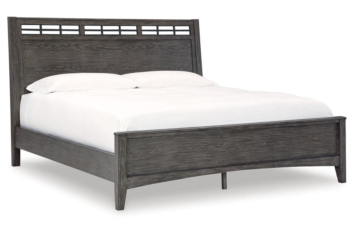 Montillan Grayish Brown King Panel Bed by Ashley at Eve Furniture