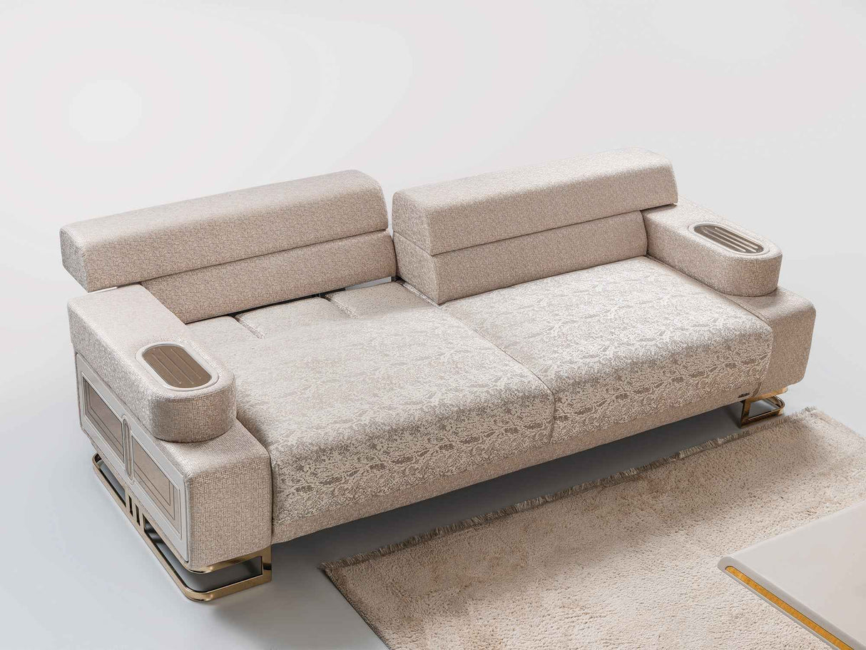Monza Cream Convertible Loveseat by Furnia at Eve Furniture