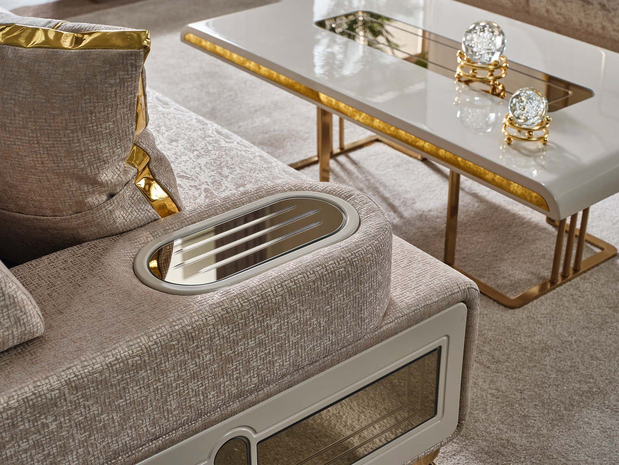 Monza Cream Convertible Loveseat by Furnia at Eve Furniture