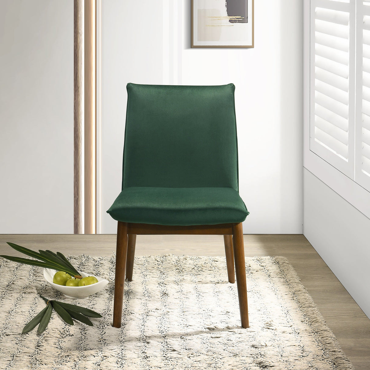 Monza Dark Green Velvet Dining Chair (Set Of 2) by Ashcroft Imports at Eve Furniture