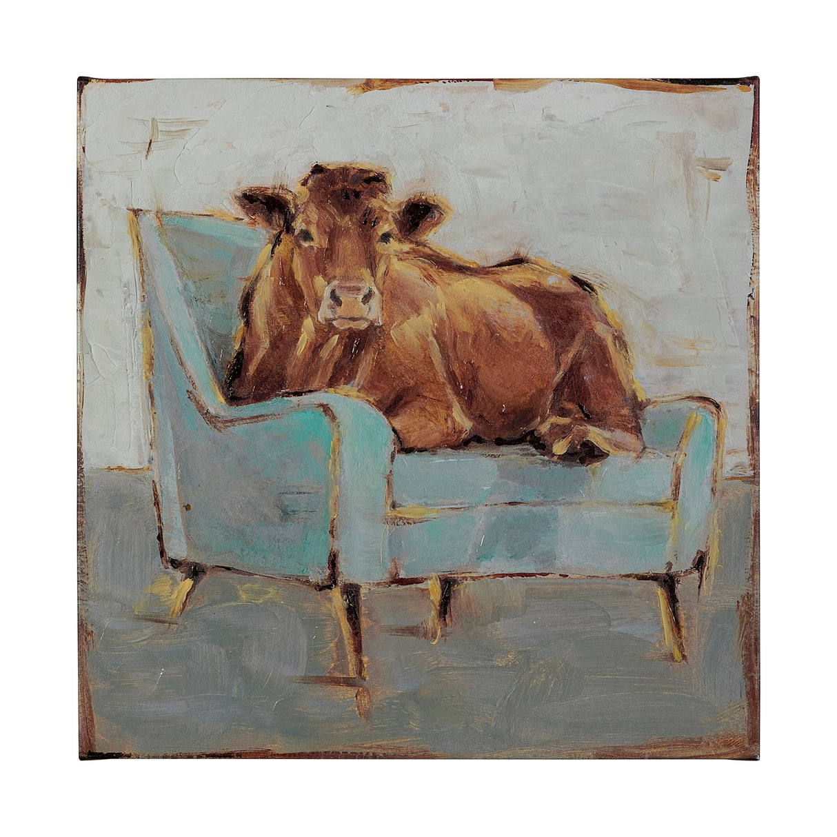 Moo-ving IV by Ethan Harper a Hand Embellished Textured Canvas by Mercana at Eve Furniture