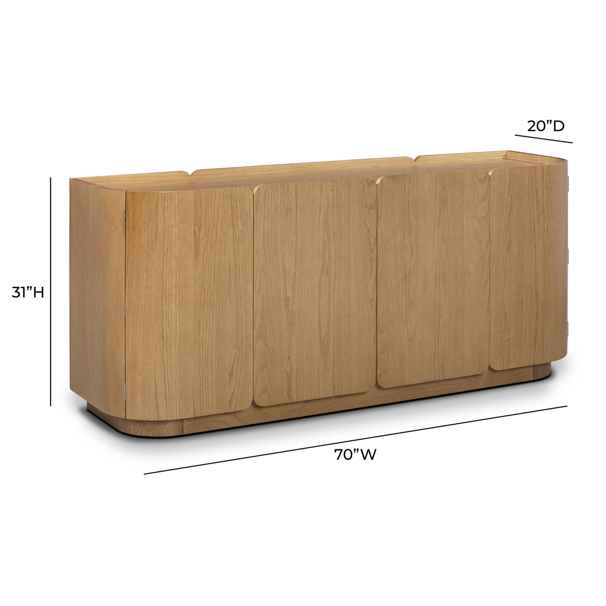 Moora 70" Natural Ash 4-Door Sideboard by TOV Furniture at Eve Furniture