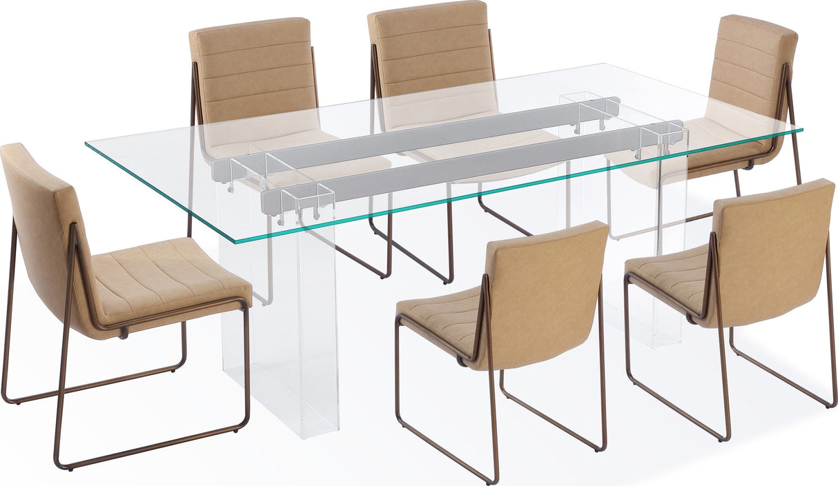 Moorea Clear/Glass/Bronze Double Pedestal Rectangular Dining Table by Modus Furniture at Eve Furniture