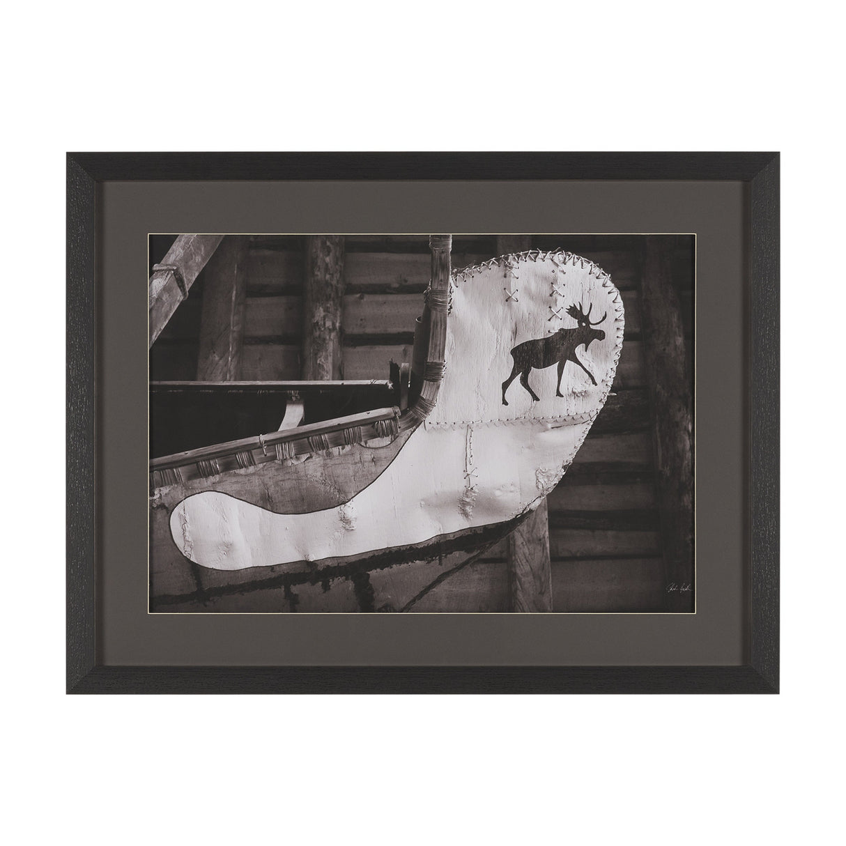 Moose Canoe by Deborah Revell Framed Art Print Matted under Glass by Mercana at Eve Furniture