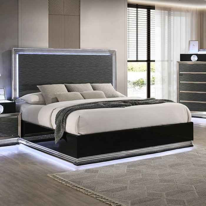 Morah Charcoal Gray/Black 4-Piece Queen Bedroom Set by Furniture of America at Eve Furniture
