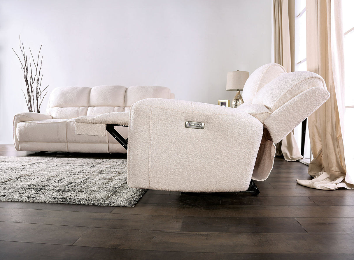 Morcote Beige Power Reclining Sofa & Loveseat by Furniture of America at Eve Furniture