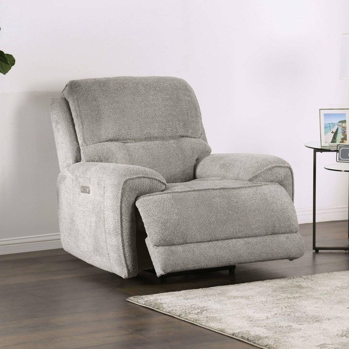 Morcote Light Gray Power Recliner by Furniture of America at Eve Furniture