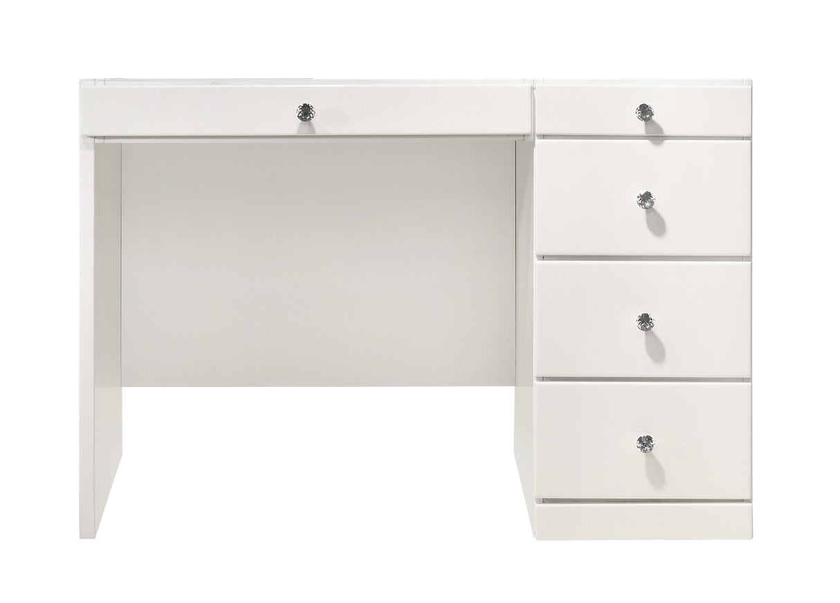 Morgan White Vanity Set w/LED Mirror & Stool