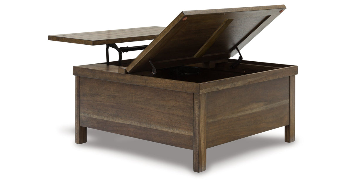 Moriville Coffee Table with 2 End Tables in Grayish Brown by Ashley at Eve Furniture