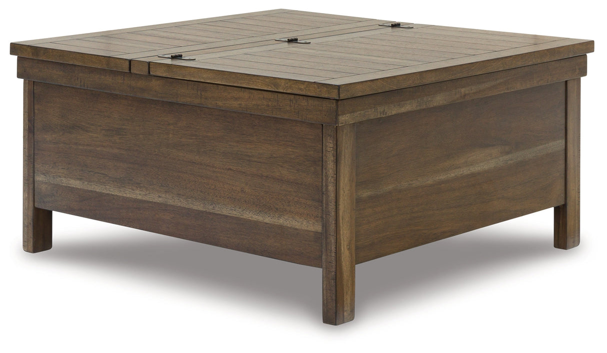 Moriville Coffee Table with 2 End Tables in Grayish Brown by Ashley at Eve Furniture