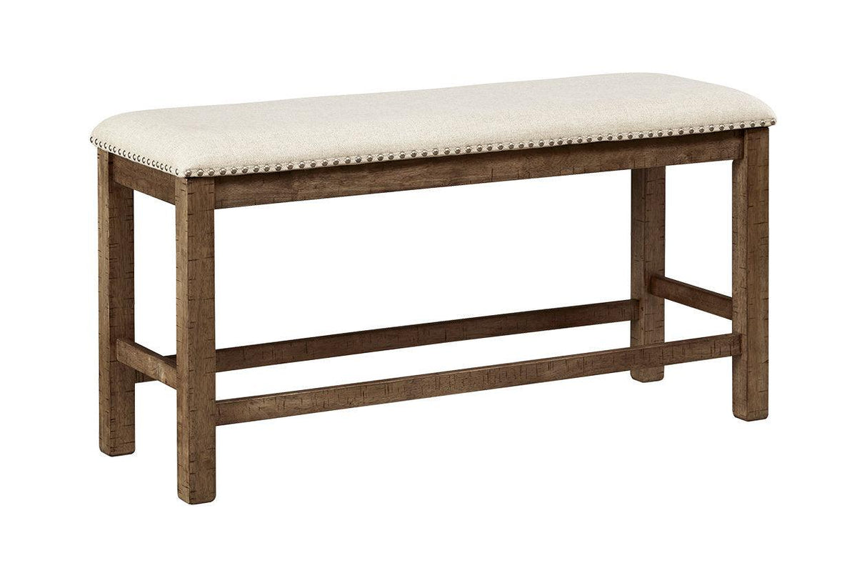 Moriville Grayish Brown Counter Height Bench by Ashley at Eve Furniture