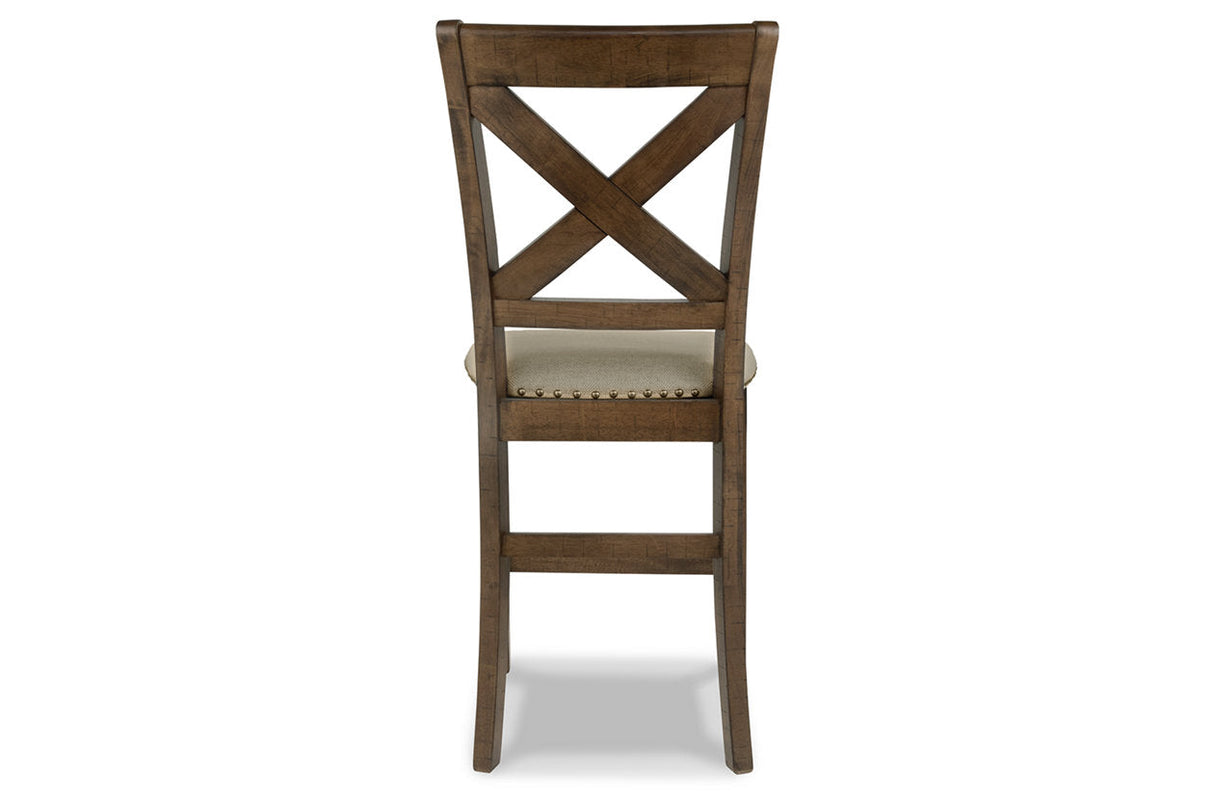 Moriville Grayish Brown Counter Height Dining Table and 6 Barstools by Ashley at Eve Furniture