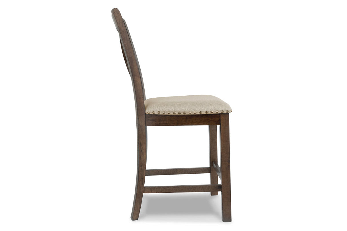 Moriville Grayish Brown Counter Height Dining Table with 4 Barstools and Bench by Ashley at Eve Furniture
