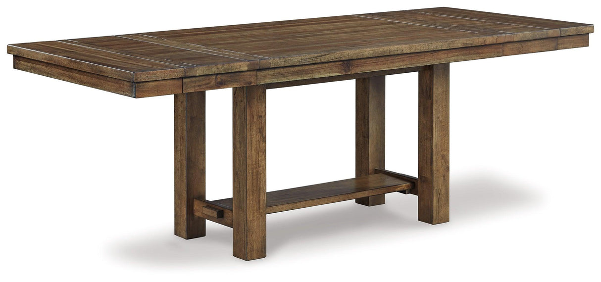 Moriville Grayish Brown Dining Table and 4 Chairs and Bench with Server by Ashley at Eve Furniture
