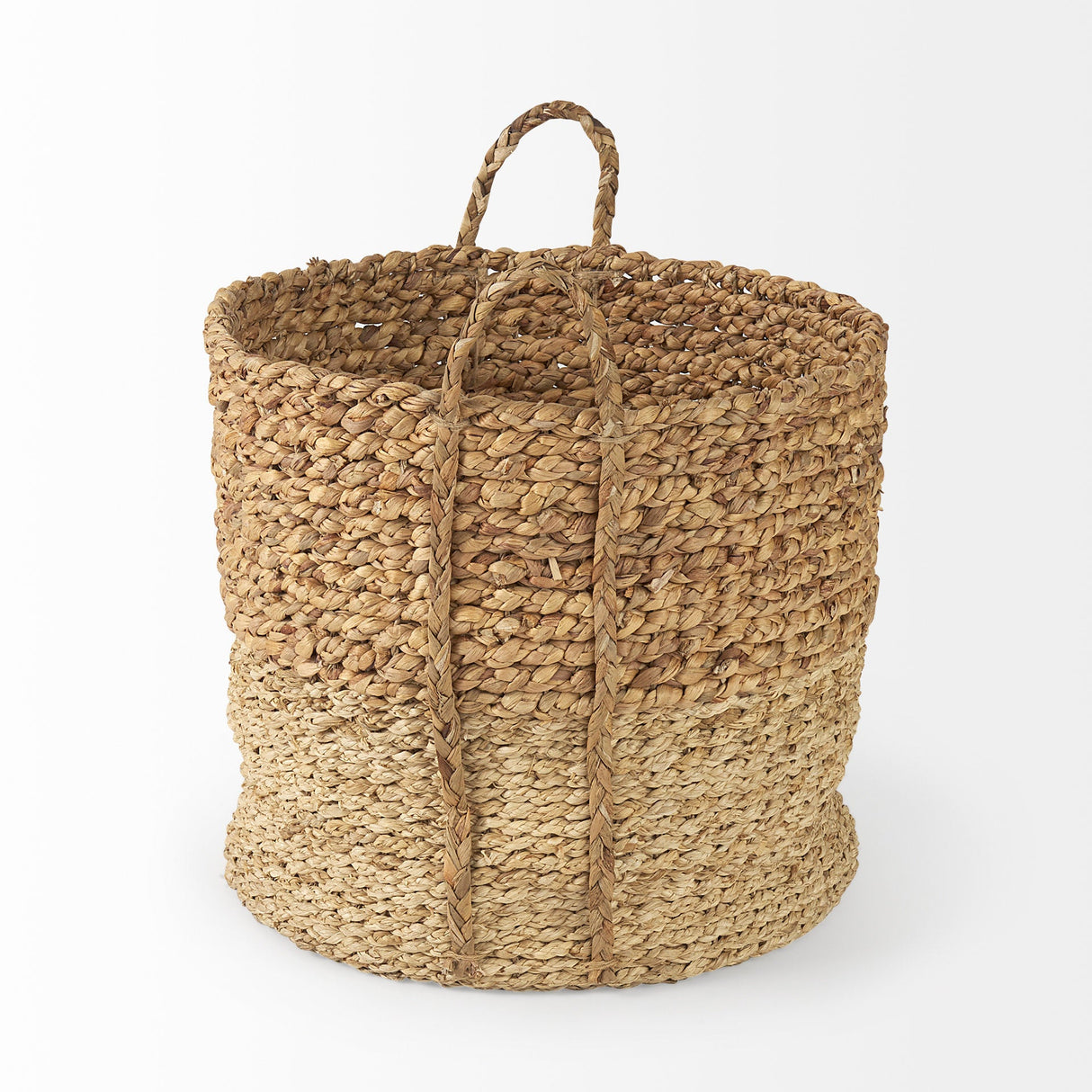 Morocco (Set of 3) Brown Two Tone Water Hyacinth and Cornhusk Round Basket W/ Handles by Mercana at Eve Furniture
