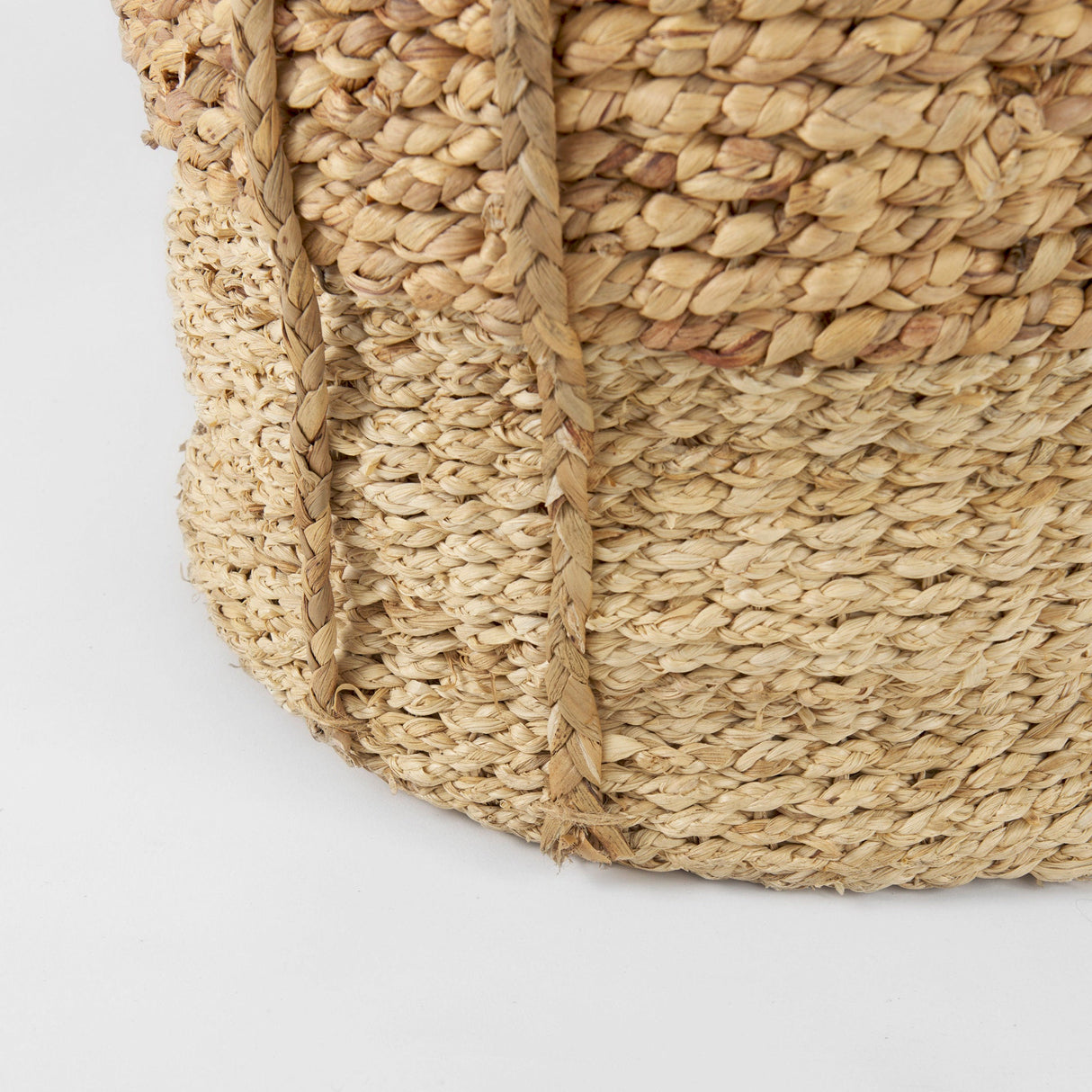 Morocco (Set of 3) Brown Two Tone Water Hyacinth and Cornhusk Round Basket W/ Handles by Mercana at Eve Furniture