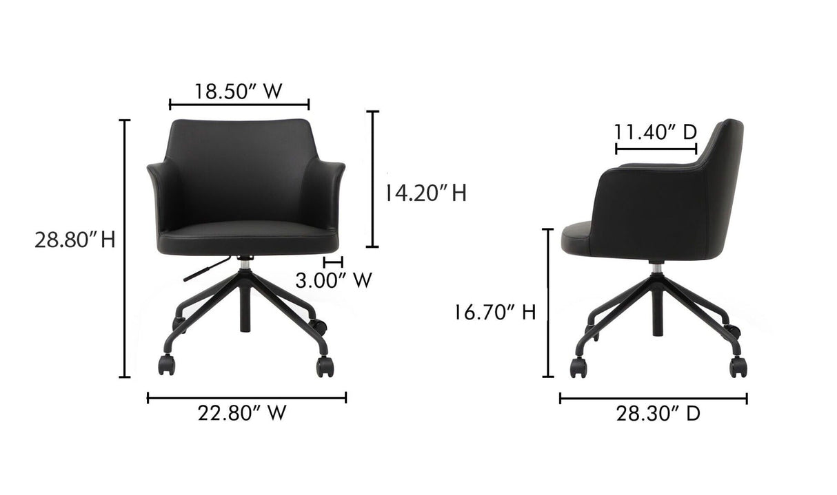 Morris Office Chair PVC Black by Moe's Home at Eve Furniture